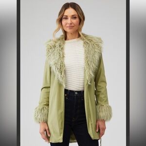 NWT Show Me Your Mumu Penny Lane Faux Leather Wrap Jacket Sage Green - Small